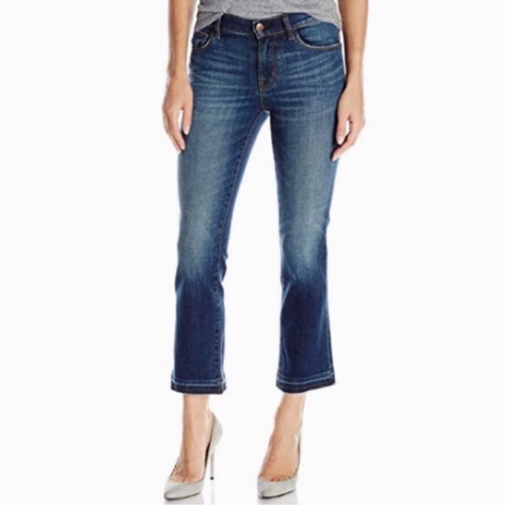 J Brand Jeans 25 Selena Raw Released Hem Kick Flare Mid Rise Stretch Crop Capri